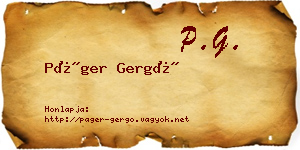 Páger Gergő névjegykártya